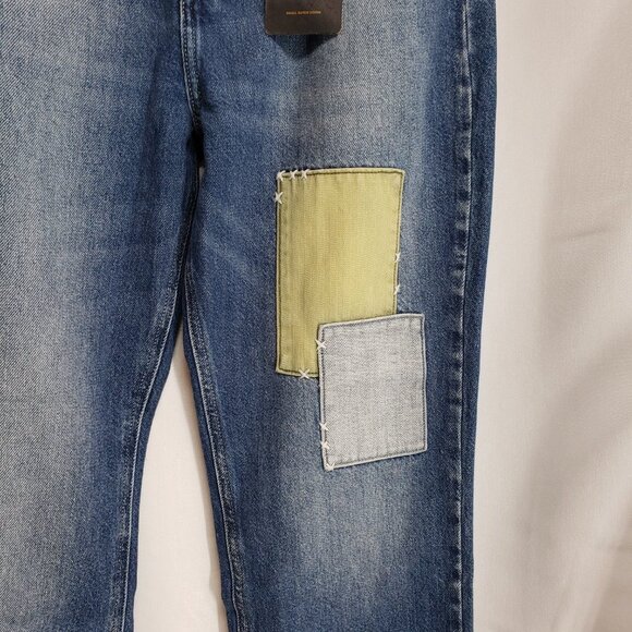 LEE Nwt Modern Vintage High Rise Straight Leg Ankle Jeans 31 Faded Look Patches - Picture 6 of 12